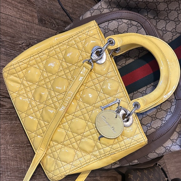 Dior Yellow  vintage Patent Leather Satchel - Picture 2 of 9